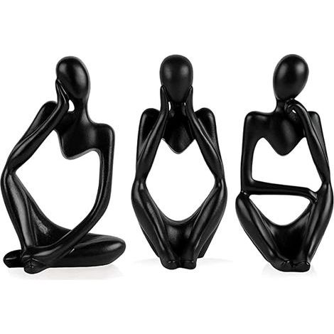 Conjunto de 3 estatuas de pensadores, estatuas abstractas de resina, figuras escultóricas, decoración para sala de estar, biblioteca, dormitorio, oficina. (1/5)