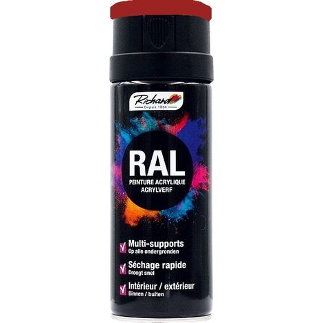 Aérosol peinture acrylique RICHARD multi-supports RAL Rouge 400 ml Couleur RAL: RAL 3001 ROUGE SIGNAL