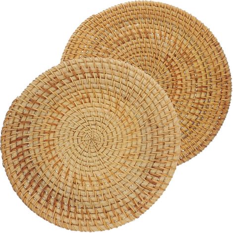 Lot de 2 sets de table ronds isolants marron clair, compatibles avec les hôtels et parfaits pour Noël. (1/5)