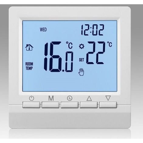 Thermostat de chaudière à gaz – Régulateur de température 1.5V – Alimentation par batterie – Programmable hebdomadaire – Écran rétro-éclairé (1/4)