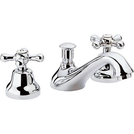 Batteria lavabo con vitoni ceramici 3 fori remer stile retro serie liberty (1/4)