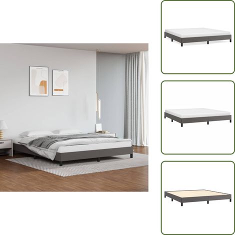 Cadre de lit sans matelas gris 160x200 cm similicuir - Cadre De Lit - Lit Double - Similicuir - Lit Moderne - Literie (1/5)