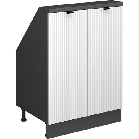 Armario de cocina para techo inclinado R-Line, Ondulación blanca, 60 cm con 2 puertas, Vicco (1/5)