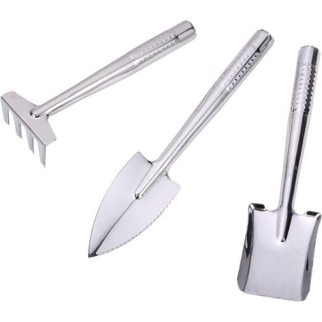 Mini ensemble d'outils de jardin, kit de jardinage 3 pièces avec pelles et râteau, parfait pour les serres, les plantes en pot, les plantes grasses et les plantes à fleurs. (1/5)