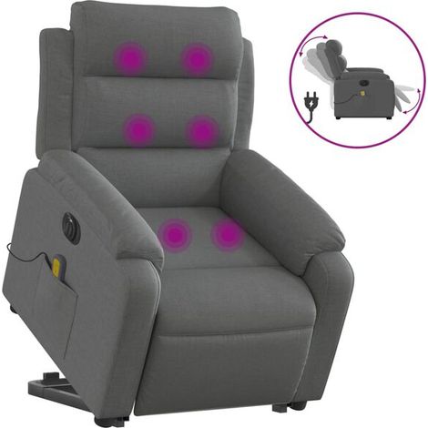 Fauteuil inclinable de massage électrique en tissu gris foncé (1/5)