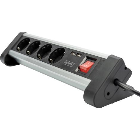 Digitus DA-70614 Steckdosenleiste mit Schalter Aluminium, Alusilber, Schwarz, Silber Schutzkontakt (1/5)