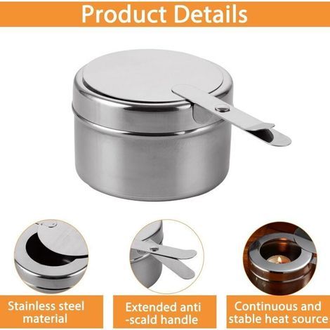 4 Pièces Récipients à Pâte Combustible, Réchaud Fondue Brûleur à Alcool, Brûleur Chafing Dish en Acier Inoxydable, Récipients à Pâte Combustible pour Buffet, Fondue, Camping (1/3)