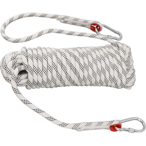 Corde d'escalade statique résistante de 10 mm, 20 m (65,6 pi), en polyester et nylon, avec 2 crochets. (1/5)