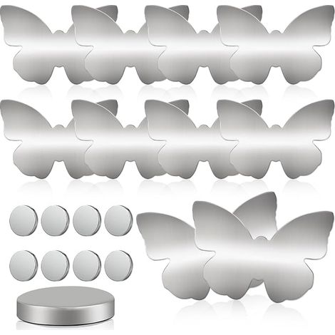 Forhome 8 pesas para manteles - Pesas magnéticas extra pesadas de acero inoxidable con forma de mariposa, ideales para picnics, fiestas, jardines e interiores (plateadas) (1/5)