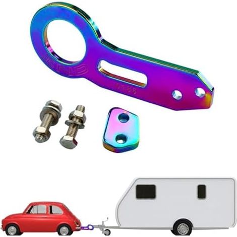 Anneau de remorquage pour pare-chocs de voiture Kit de crochet de remorquage arrière réutilisable en alliage d'aluminium pour la course, crochet de remorque pour SUV et camping-cars (1/5)