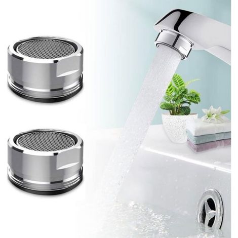- Lot de 3 aérateurs de robinet M24 en acier inoxydable, pour salle de bain et cuisine. Comprend 4 rondelles et 1 clé à robin (1/4)