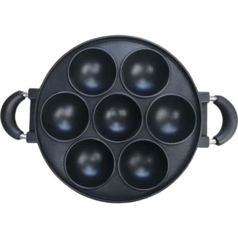 Moule de cuisson - Poêle à gâteau en fonte - 7 trous - Antiadhésive - 26 cm