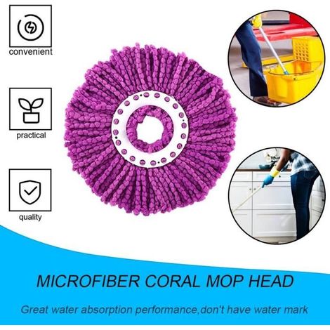 2 tête de balais vadrouille corail en microfibre 160MM à 360 degrés Remplacement pour vadrouille à poussière-Ywey (1/3)