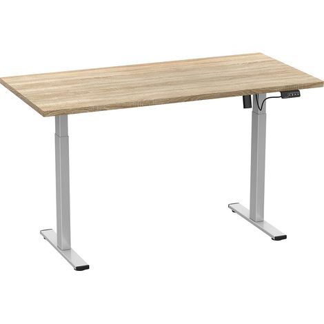 LonaE Schreibtisch elektrische Höhenverstellfunktion 160x80x71-120cm Eiche dekor, silberfarben.