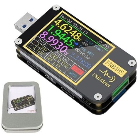Testeur de tension USB FNB48 PD - Voltmètre USB 3.0 - Testeur de tension et de courant CC 4-24 V 6,5 A - Multimètre USB C - PPS - Chargement rapide (1/4)