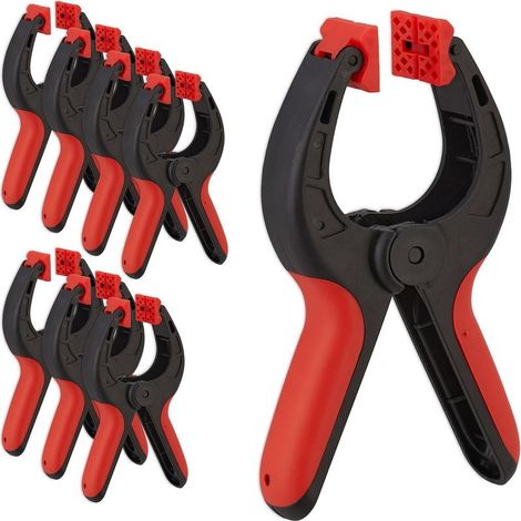 Lot de 8 pinces de serrage 7 cm Force de serrage 13 kg Antidérapantes et pivotantes Pour travaux manuels et bricolage (1/5)