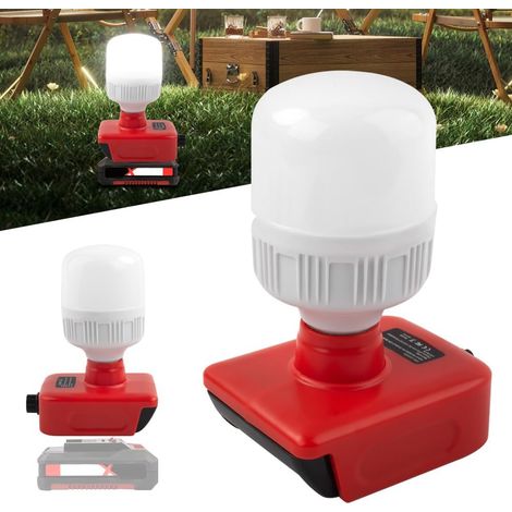 Lampe Rechargeable pour Batterie 18V, 12W Lampe de Travail avec E27 Bulbs Réglable 350-1300LM, Portable LED Lampe Sans Fil pour Batterie 18V, Projecteur de Chantier, Eclairage de Travai (1/5)