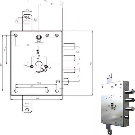 Serratura di Sicurezza Triplice Cilindro Cr 7056g-51 per Porta Blindata e Sicurezza Domestica