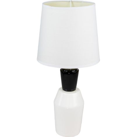 Lampe a poser ceramique tissu noir et blanc Luminaire chevet LED chambre salon (1/3)
