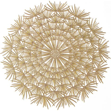 Set de table rond en PVC doré, motif pissenlit, 38 cm (1/4)