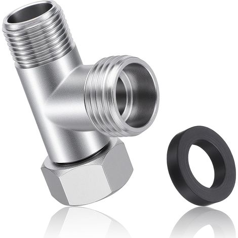1 Raccord en T laiton 3/8" et 1/2", cuivre massif, rotatif 180°, pour WC et machine à laver (1/5)