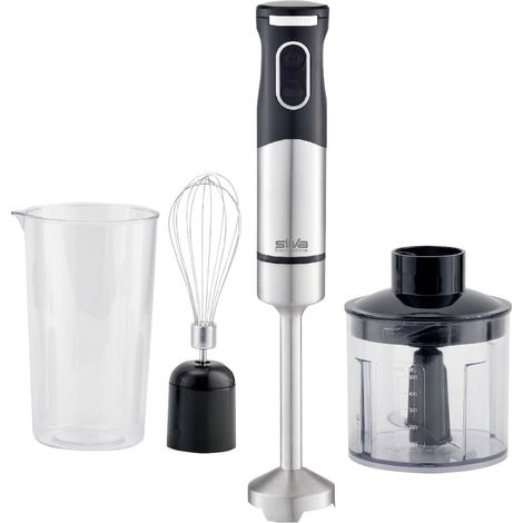 Silva Homeline SMS 6502 Mixeur plongeant 700 W avec verre doseur, avec embout hâchoir, fouet acier inoxydable, noir (1/5)