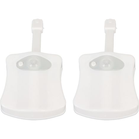 Veilleuses de toilette en lot de deux, avec 8 couleurs LED, 2 modes, détection de présence, alimentées par piles, adaptées à un usage domestique. (1/5)