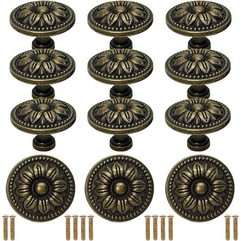 Nazalus-Heißer Verkauf – 12 Stück Vintage-Schubladenknauf mit Schrauben, Küchenschrankgriffe, Knauf, Schranktürgriff, für Kommode, Schrank, Kleiderschrank