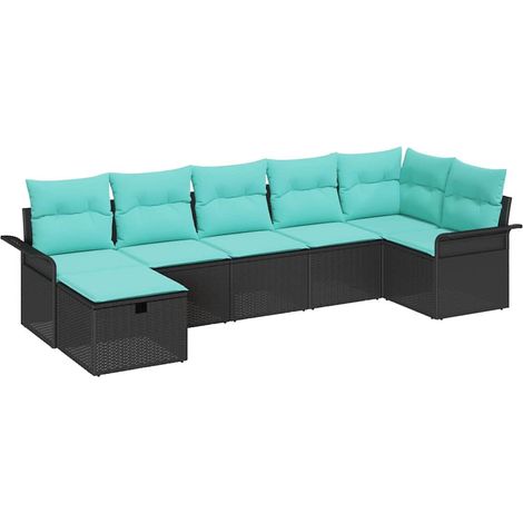 Garden Sofa Set with Cushion with Storage 7 pcs Poly rattan vidaXL