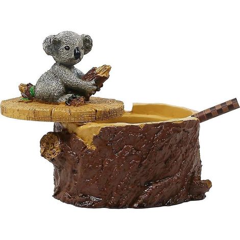 Aschenbecher mit Deckel. Niedlicher Koala-Aschenbecher aus Kunstharz für den Innen- und Außenbereich.