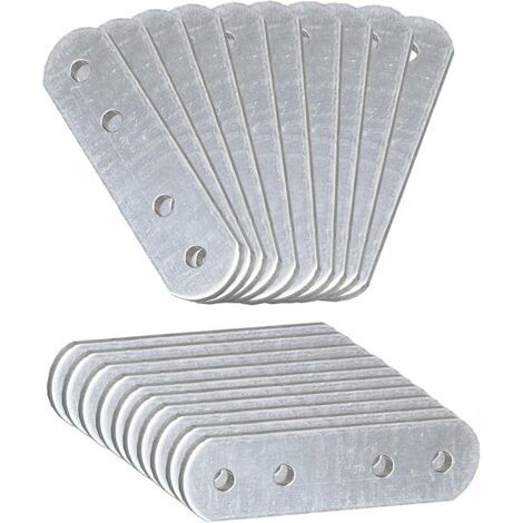 Sollbry 20 x Plaques d'assemblage perforée plates (77 x 16 x 1.8) Plaques de raccord, Plaques de connexion, Supports de Fixation Droits Plats Métalliques, Acier inoxydable