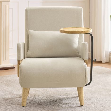 Fauteuil polyvalent transformable 3-en-1 avec tablette en bois intégrée, fauteuil pliant à la fois lit et siège de détente (1/4)