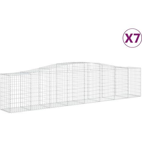 Paniers à gabions arqués 7 pcs  Mur en gabion 400x50x80/100 cm Fer galvanisé
