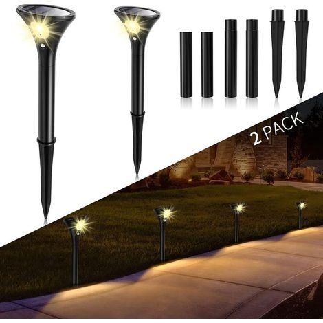 Lampe Solaire Extérieur avec Détecteur de Mouvement étanche,Eclairage Solaire Exterieur Sans Fil Réglable Lumière Sécurité LED Spot Solaire 2 Pièces Blanc Chaud pour Jardin Chemin Terrasse (3000K) (1/5)