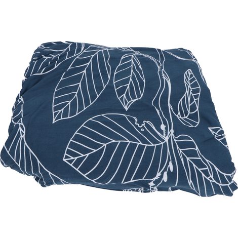 Housse de canapé souple et élastique à motif feuilles bleues, lavable, pour canapé 2 places. Protection optimale pour votre intérieur. (1/5)