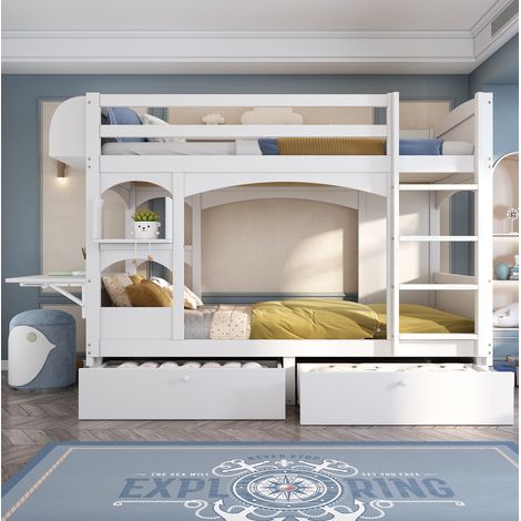 Bett Doppelbett klappbarer Schreibtisch 90x200 HAVRYA (1/5)