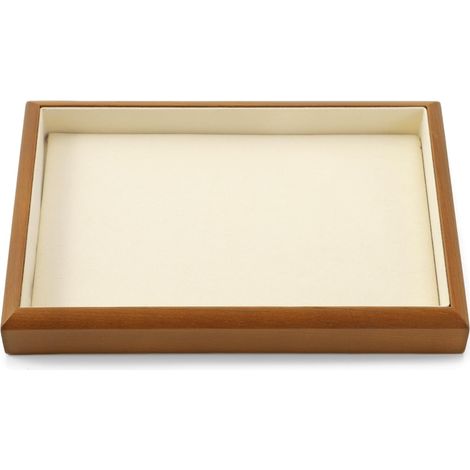 Schmucktablett – 1 Stück – Massivholz und Mikrofaser – Stapelbar – Für Zuhause und Geschäft – 25 x 17 x 3 cm (1/5)