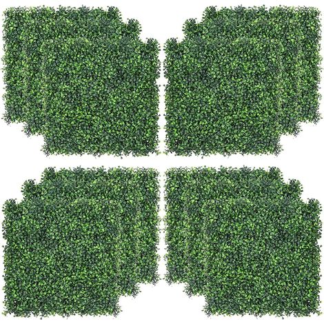 Lot de 6 panneaux muraux en haie de buis artificiels 50 x 50 cm (1/5)