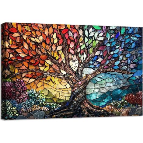 Leinwandbild Baum des 30L x 40B cm Edelstein Glas Baum des Lebens (1/5)