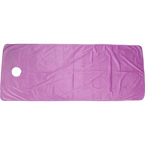 Housse de table de massage SPA en peluche courte violette avec ouverture pour salon de beauté (1/5)