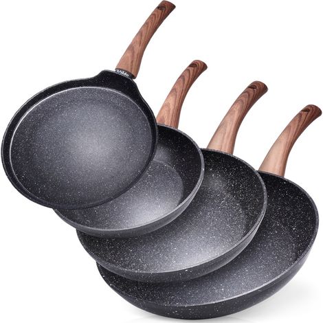 Juego de sartenes de granito de 20 / 24 / 28 cm + sartén para panqueques de 24 cm BLACK&WOOD, 4 piezas. (1/5)