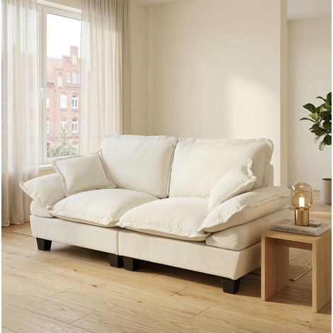 Divano 2 posti in chenille con braccioli curvi OKMYHOME (1/5)