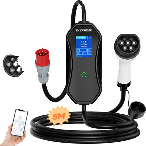 Chargeur EV Portable, Contrôle Intelligent, Énergétiquement Efficace, 11KW Type2 5m (1/2)
