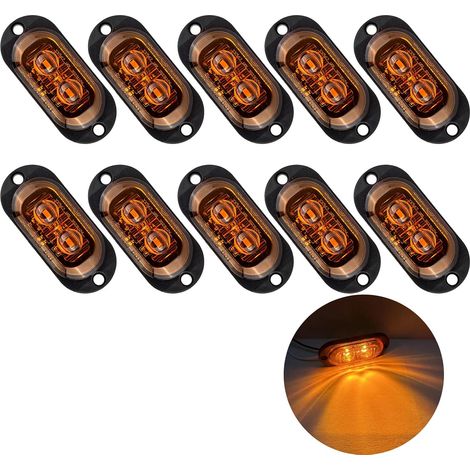 10 luces de posición laterales LED (2 unidades de cada una), luces de emergencia de 12/24 V, luces LED para remolque, luces LED de 3000 K, luces de advertencia para camiones/caravanas (amarillas). (1/5)