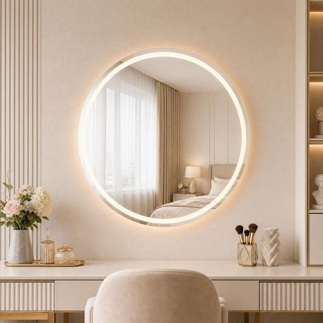 Miroir de salle de bain rond à LED - 80 cm - Intensité variable (1/5)