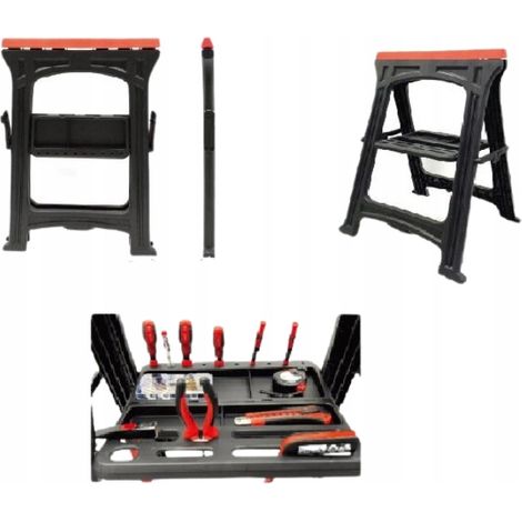 Cavalletto da officina, supporto, vassoio per attrezzi, 2 pezzi, kraft&dele