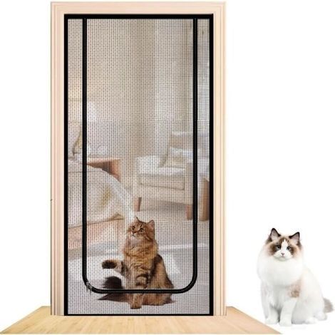 Zanzariera per porte e finestre, zanzariera a prova di gatto, zanzariera per porta con cerniera, tenda per porta anti-animali domestici, 90x210 cm (1/4)