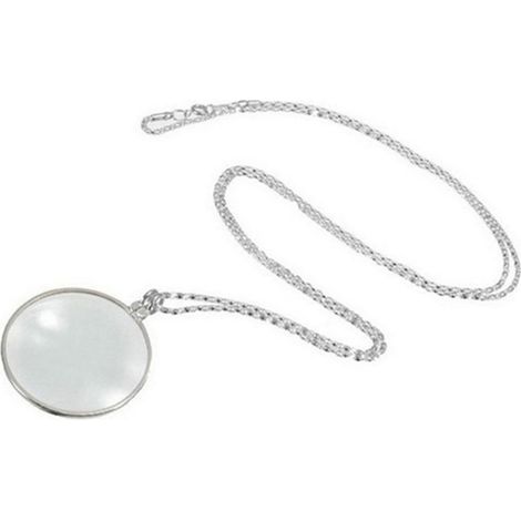 Pendentif loupe 5X avec lentille en verre de 4 cm et col en alliage de 89 cm