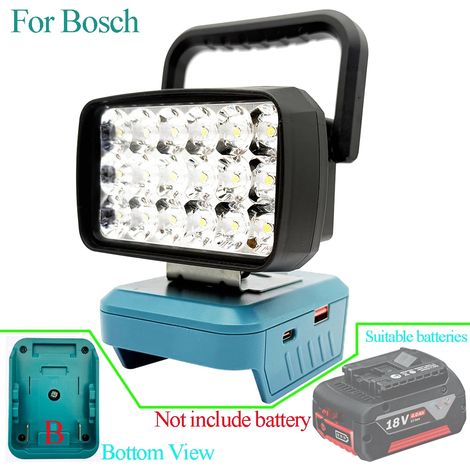 (ForBosch) Lampe torche LED portable à 18 LED avec projecteur intégré, compatible avec les outils Makita BL1830, Milwaukee et Dewalt (batterie Li-ion 18 V/20 V). (1/5)