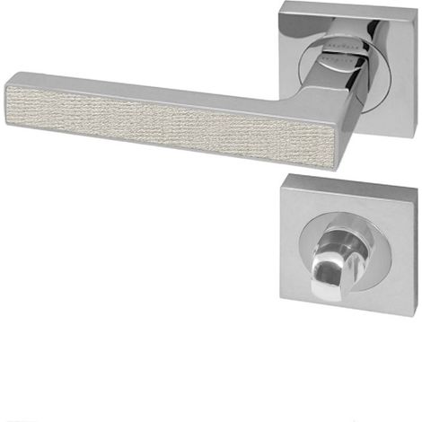 Poignée de porte d'intérieur Premium chrome aspect Textile opale à condamnation